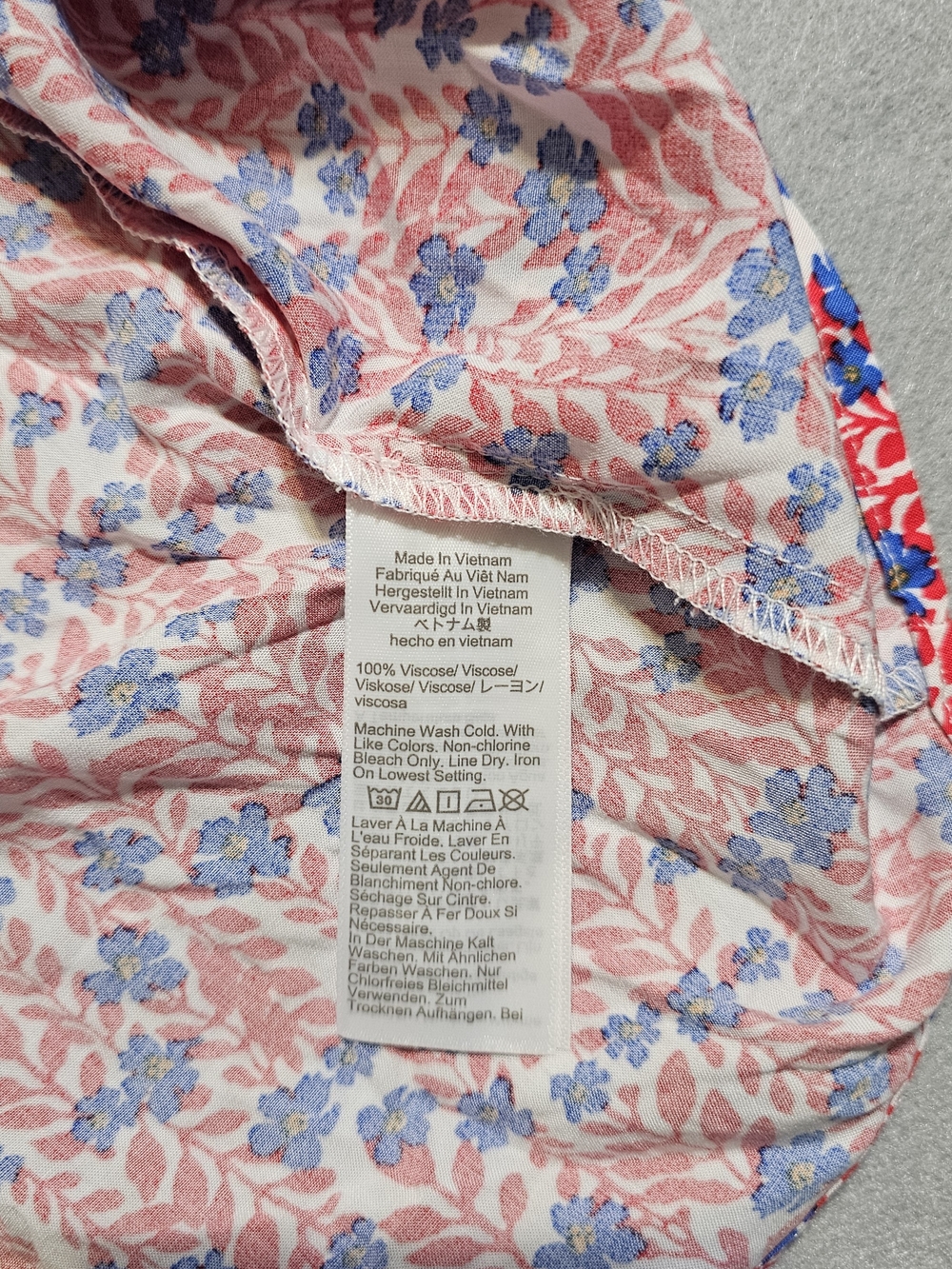 J.Crew Floral Sleeveless Top Small Red Blue Print Swing Tank Boho Cottagecore - Picture 7 of 9
